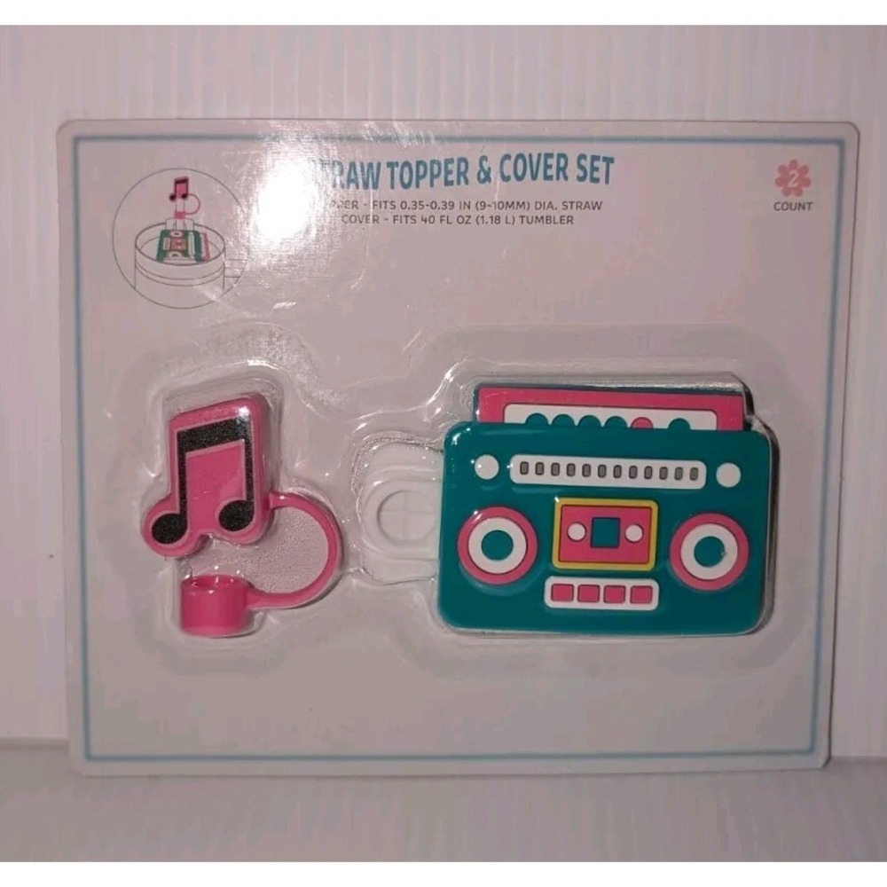 Target Bullseye Playground tumbler Straw Topper & Cover Set boom box